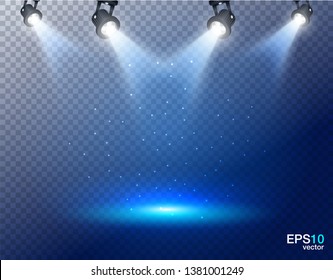 Spotlight with shiny light and particles