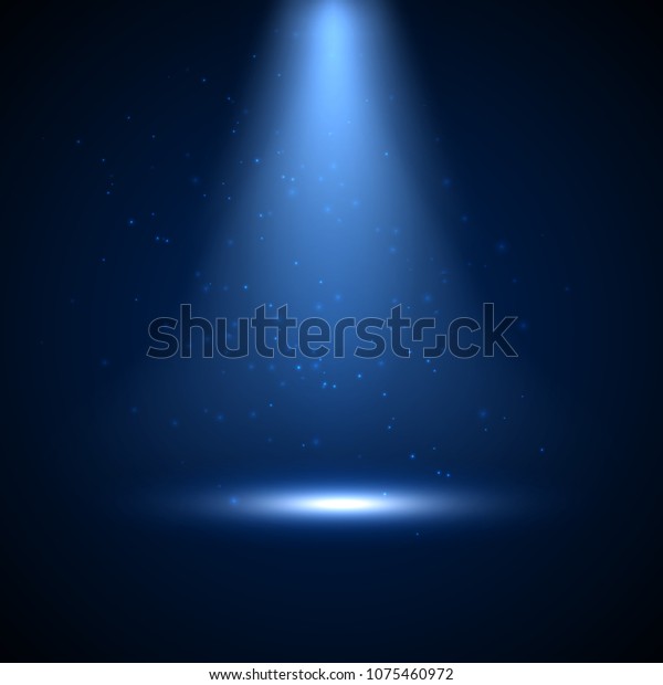Spotlight with\
shiny light and particles. Vector festive illuminated glow backdrop\
design of spot light and\
stage.