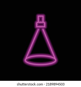 Spotlight simple icon vector. Flat design. Purple neon on black background.ai