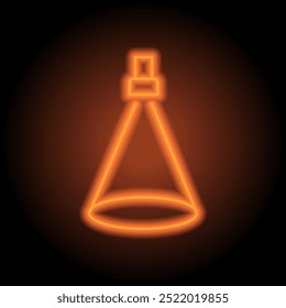 Spotlight simple icon vector. Flat design. Orange neon on black background.ai