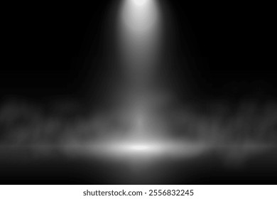 Spotlight With Smoke On Dark background. Vector Illustration