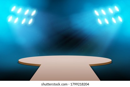 spotlight and smoke on the stage in the hall
