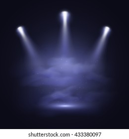 Spotlight and smoke vector background. Vector eps10.