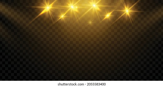 Spotlight special light effect Glowing. Isolated on black transparent background.
