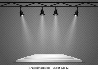 Spotlight and stage light, lighting effects. On a transparent background.