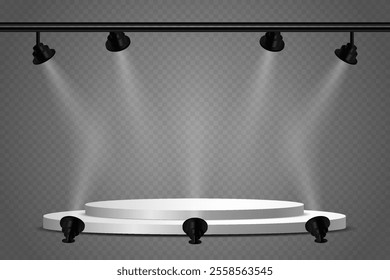 Spotlight and stage light, lighting effects. On a transparent background.