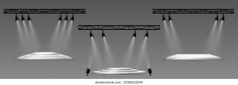 Spotlight and stage light, lighting effects. On a transparent background.