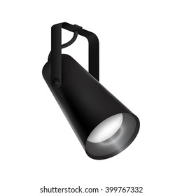 Spotlight or stage light on white isolated background. Vector illustration