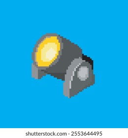 spotlight stage light pixel art, vector illustration on isolated background.