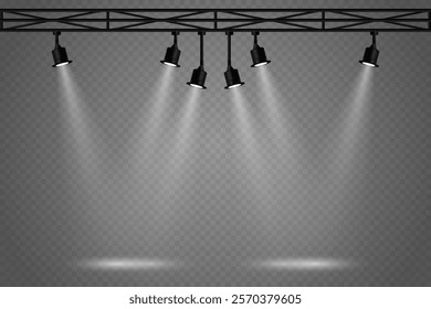 Spotlight and stage lighting, podium lighting effect. On a transparent background.