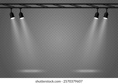 Spotlight and stage lighting, podium lighting effect. On a transparent background.