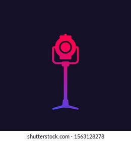 spotlight with stand, vector icon