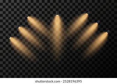 Proyector, estudio e iluminación de podio. Ilustración vectorial