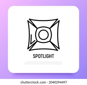 Spotlight thin line icon. Modern vector illustration of professional lighting.