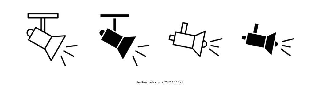 Spotlight thin line vector icon collection