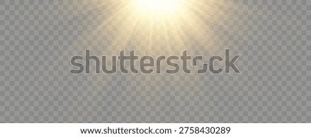 Spotlight transparent background. Golden light shines in a special way. Vector light effects sparkle on a transparent background. The bright sun reflects. The podium is illuminated by a searchlight.