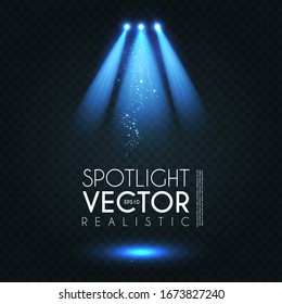 Spotlight. Transparent light effect. Show design. Light source. Empty scene.