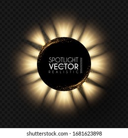 Spotlight. Transparent light effect. Show design. Light source. Empty scene.