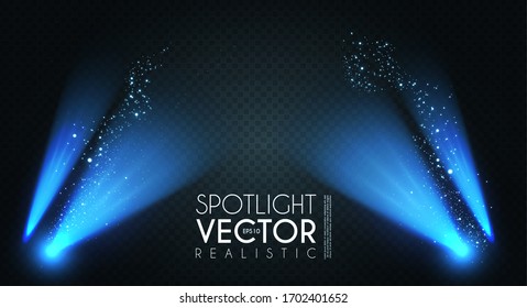 Spotlight. Transparent light effect. Show design. Light source. Empty scene.