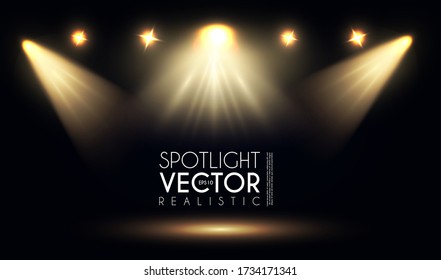 Spotlight. Transparent light effect. Show design. Light source. Empty scene.