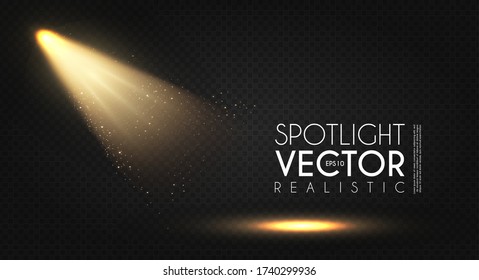 Spotlight. Transparent light effect. Show design. Light source. Empty scene.