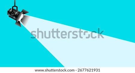 Spotlight vector blue background. Spotlight with bright lights. Vector set of light. Light source, studio lighting. Spotlight lighting banner, spotlight. Light beams, light effect. Vector illustration