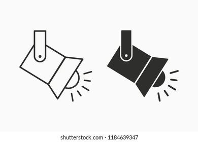 Spotlight vector icon. Black illustration isolated on white. Simple pictogram for graphic and web design.