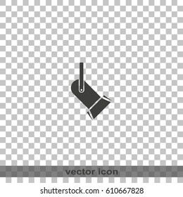 Spotlight vector icon. Searchlight illustration isolated on chequered background.