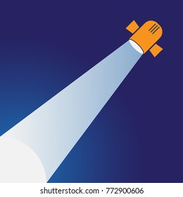 Spotlight vector illustration on blue background.