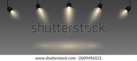 Spotlight, vector light set png, walls, studio light, different colors and shades of realistic light for design, advertising, banner, poster. 