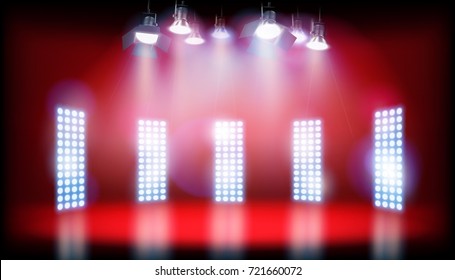 Spotlighting on the stage. Vector illustration.