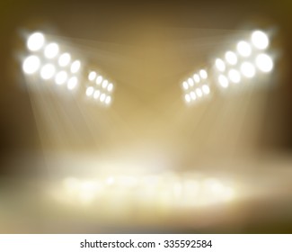Spotlights beams. Vector illustration.
