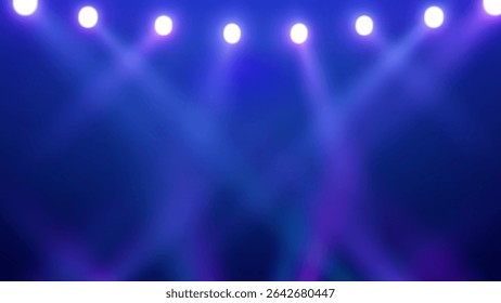 Spotlights of bright light with isolated place for stage and presentations. Vector glowing spotlight light effect. Abstract spot light rays background. Spotlights of bright light.