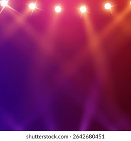 Spotlights of bright light with isolated place for stage and presentations. Vector glowing spotlight light effect. Abstract spot light rays background. Spotlights of bright light.
