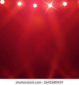 Spotlights of bright light with isolated place for stage and presentations. Vector glowing spotlight light effect. Abstract spot light rays background. Spotlights of bright light.