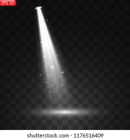Spotlights with bright lights on transparent background.