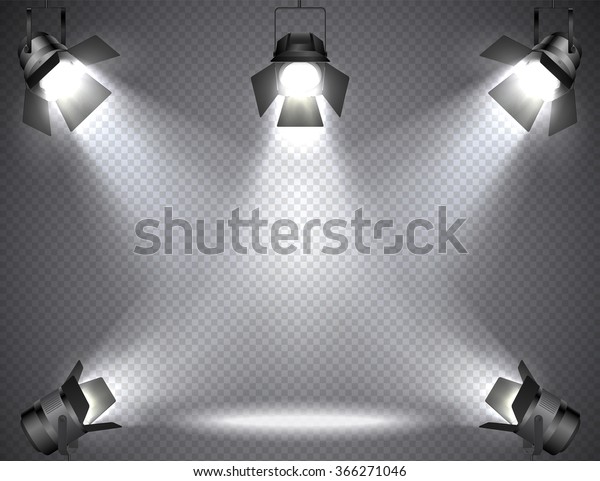 透明な背景にスポットライトと明るいライト のベクター画像素材 ロイヤリティフリー