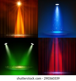 Spotlights & empty scene collection. Vector illustration