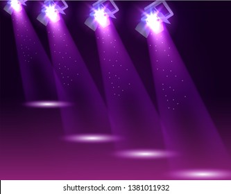 Spotlights & empty scene. Illuminated design. Vector illustration