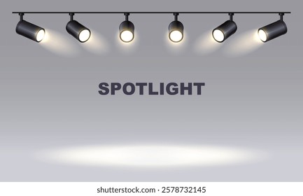 Spotlights empty scene. Illuminated design vector