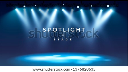 Spotlights & empty scene. Illuminated design. Vector illustration.