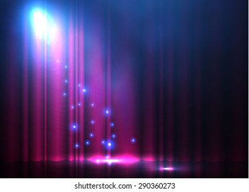 Spotlights & empty scene. Vector illustration