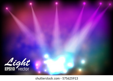 Spotlights and empty scene. Vector illustration
