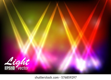 Spotlights & empty scene. Vector illustration