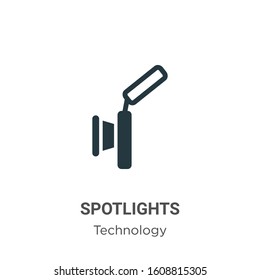 Spotlights glyph icon vector on white background. Flat vector spotlights icon symbol sign from modern technology collection for mobile concept and web apps design.