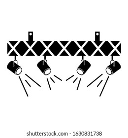 Spotlights icon design. Concert stage lighting icon in modern silhouette style design. Vector illustration.