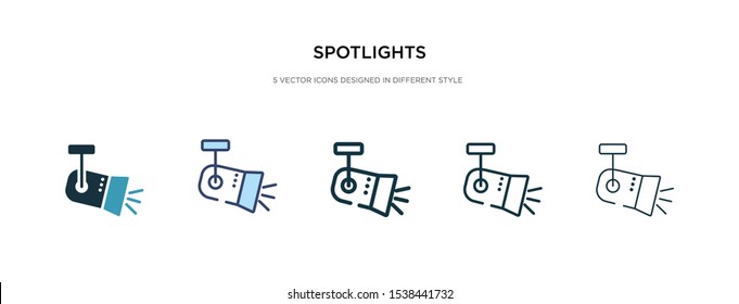 spotlights icon in different style vector illustration. two colored and black spotlights vector icons designed in filled, outline, line and stroke style can be used for web, mobile, ui