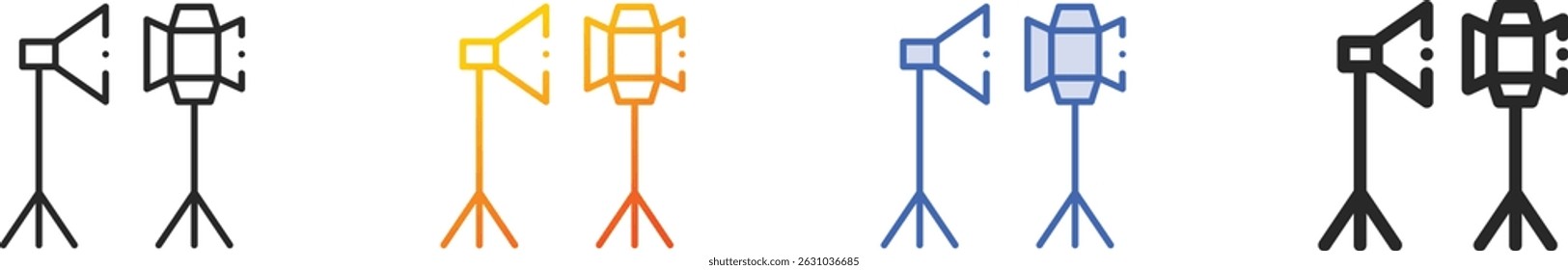 Icono de focos. Diseño lineal delgado, degradado, trazo azul y estilo audaz aislado sobre fondo blanco