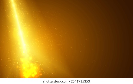 Spotlights illuminate beam with bokeh background.
