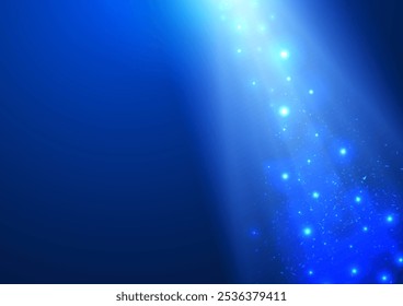Los focos iluminan el fondo azul de la etapa vacía.
